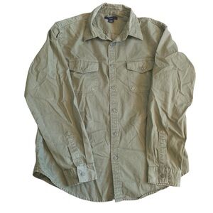 GAP Men’s Olive Green Utility Button Front Shirt Y2K 2002